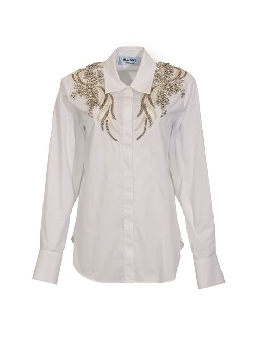 Camicia in cotone con patch cristalli BLUGIRL | RF5100 TS24611111